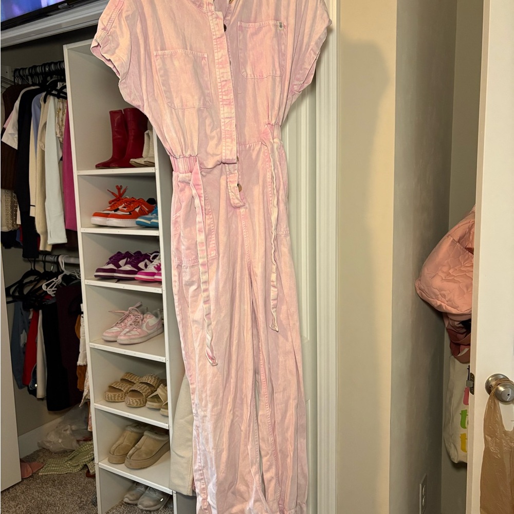Pink Button-Up Jumpsuit
